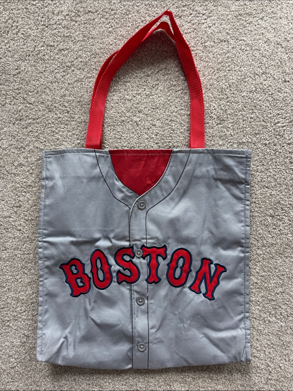 Boston Red Sox Baseball Jersey Tote Bag in Gray and Red Papelbon
